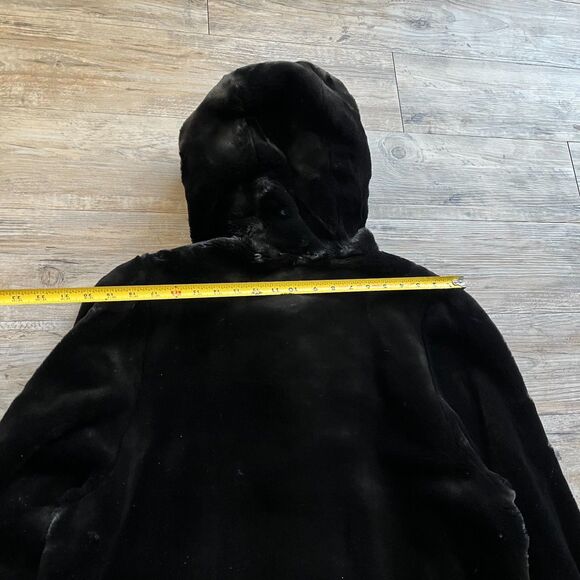 Midnight Velvet Long Coat Women Large Black Gothic Victorian Vintage Opera Hood - Picture 12 of 13